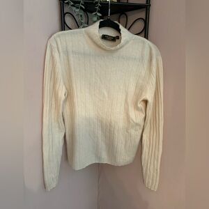 Andrew Christian Cream Turtleneck Cashmere Sweater Large Old Money Soft